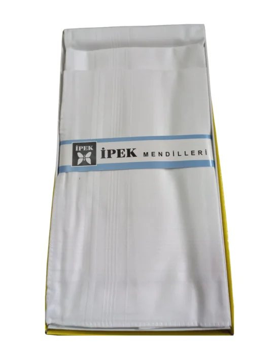 İpek Erkek Beyaz Kutulu Mendil 12 Adet 42x42 cm