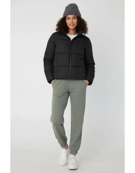 Jogger 3 İplik Şardonlu Cepli Tek Alt Siyah Siyah Yeşil