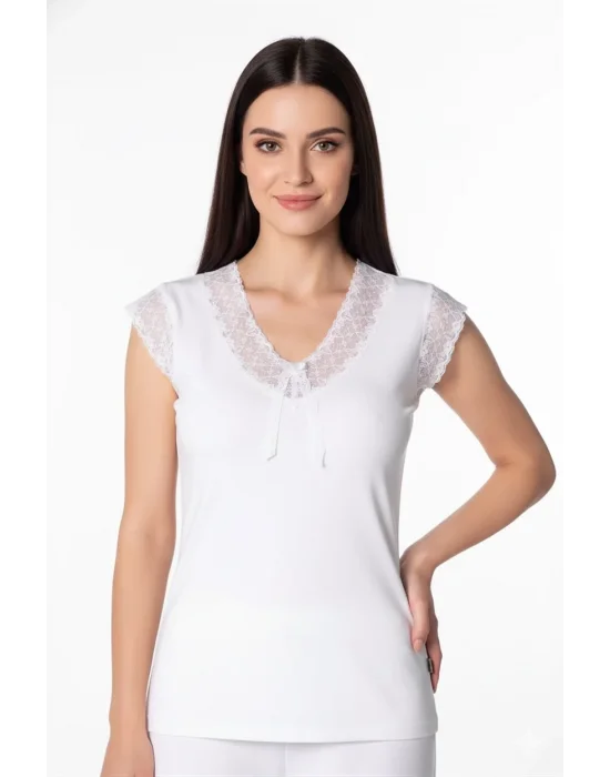 Womens Lace Embellished Half Sleeve Tank Top B636