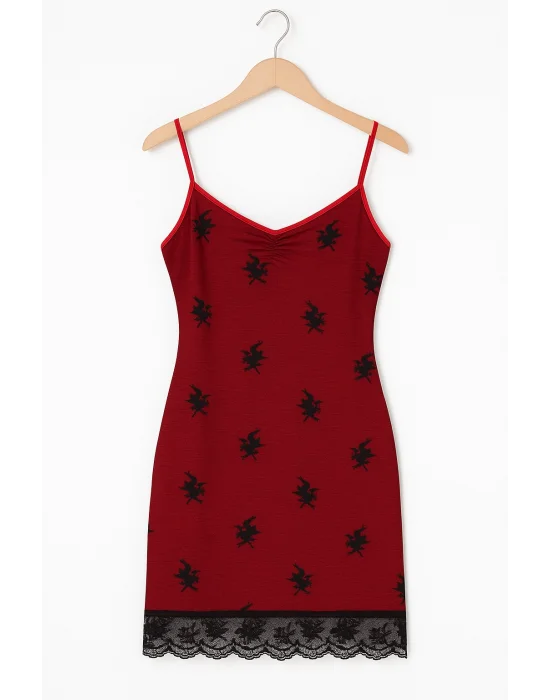 Kadın Kırmızı Gecelik B1011