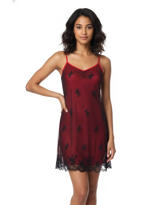 Kadın Kırmızı Gecelik B1011