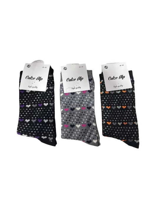 Peace Heart Patterned Lycra Womens Sock Pair