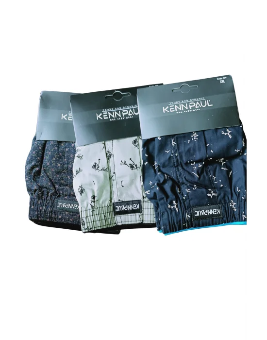 Kenpaul Desenli Poplin Erkek Boxer 3 Adet