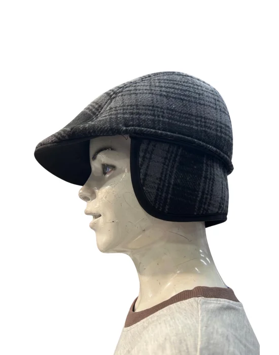 Kışlık Kulaklı Ekose Ördek Şapka Koyu Renk