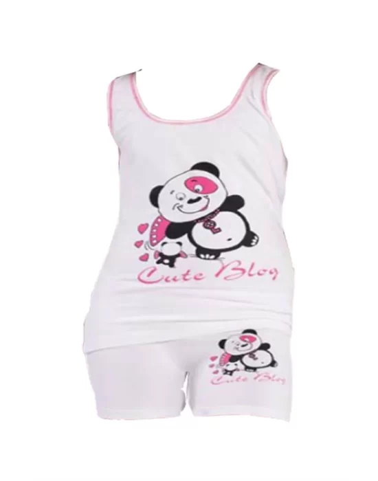 Girl Bear Printed Wide Strapped Elastane Set