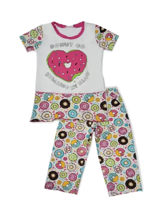 Girl Child Donut Patterned Colorful Pajama Set