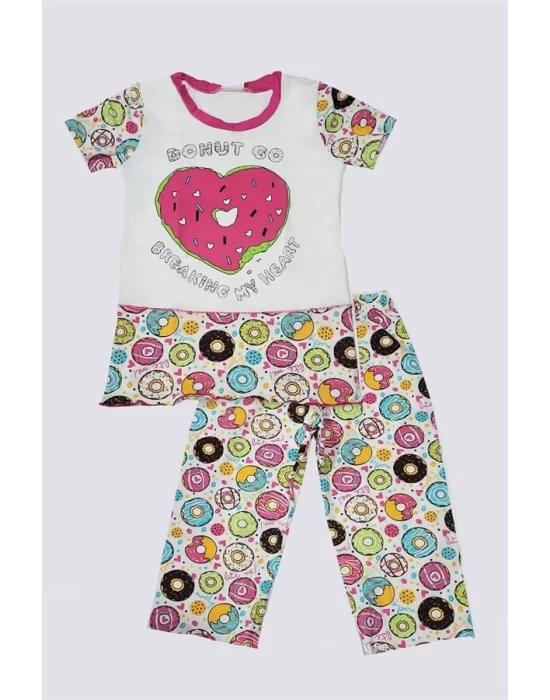 Girl Child Donut Patterned Colorful Pajama Set