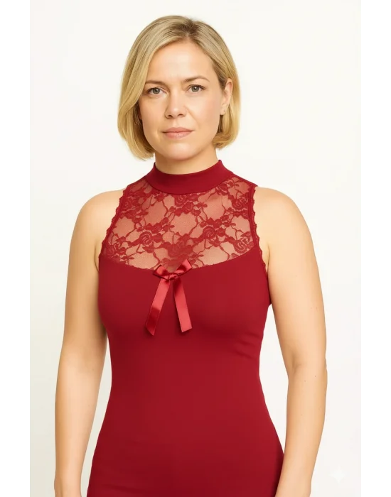 Kolsuz Boğazlı Dantelli Bady 2139