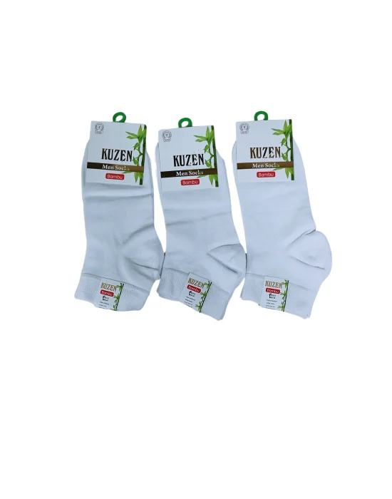 Kuzen Dikişsiz Yarım Konç  Beyaz Bambu Erkek Çorap 6 Adet