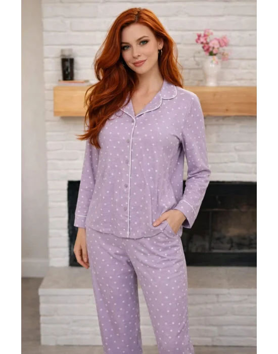 COTTON VISCOSE PYJAMA SET WITH LEMONS PATTERN