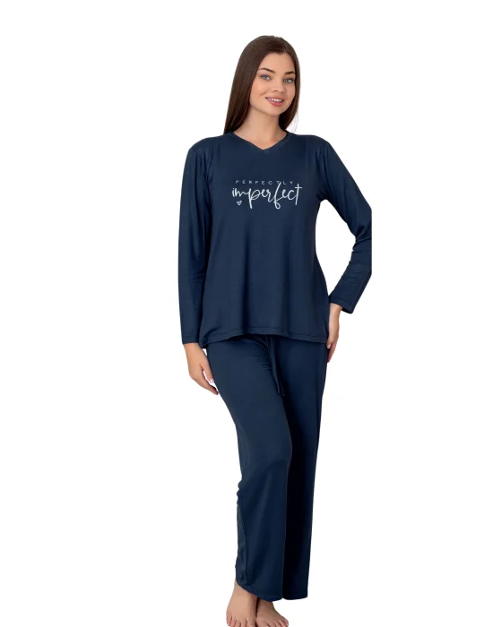 Limissi Lacivert Uzun Kollu kadın Pjamaı 26613