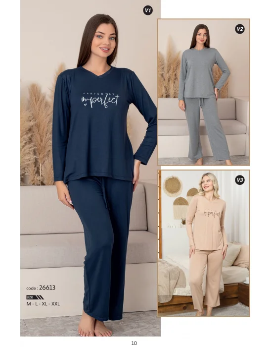 Limissi Lacivert Uzun Kollu kadın Pjamaı 26613