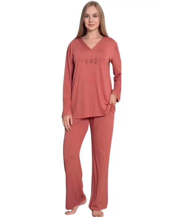 Limissi Viscose Long Sleeve Womens Pajama Set 24642