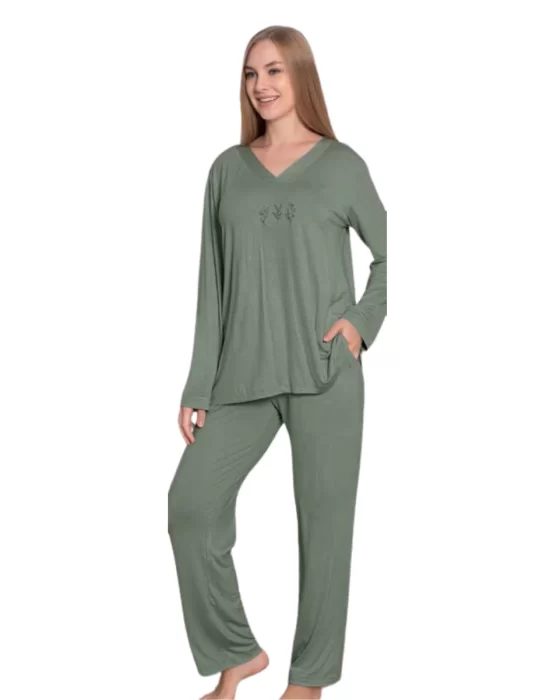 Limissi Viscose Long Sleeve Womens Pajama Set 24642