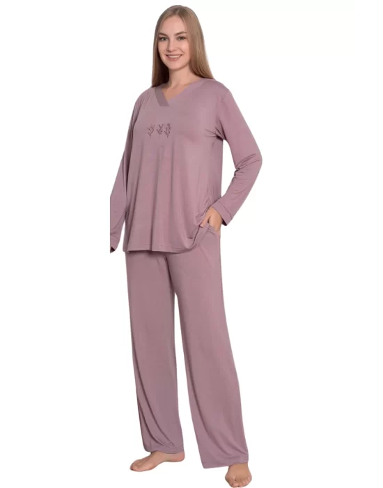 Limissi Viscose Long Sleeve Womens Pajama Set 24642