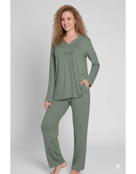 Limissi Viscose Long Sleeve Womens Pajama Set 24642