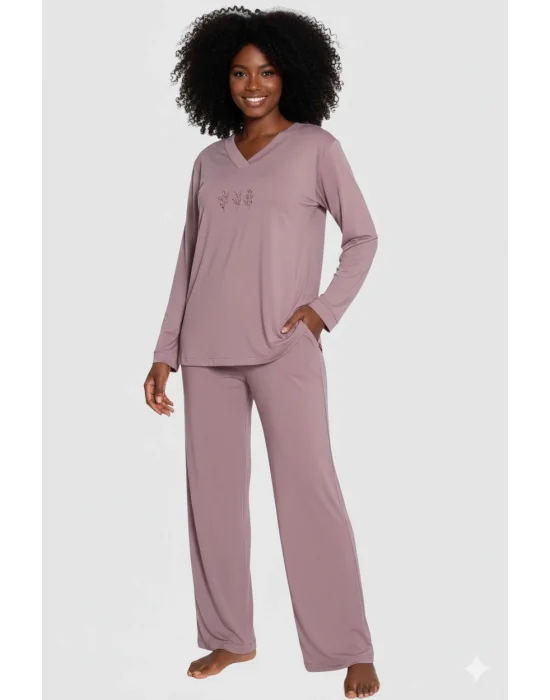 Limissi Viscose Long Sleeve Womens Pajama Set 24642