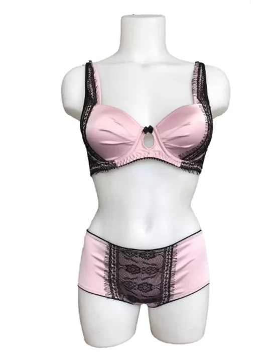 Night Flight Unpadded Two-Tone Lace Pattern Unlined Bra Set 2149