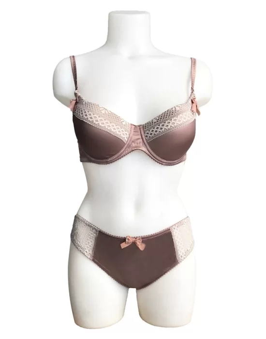 Night Flight Ruffled Support Ribbon Decorated Bra Set 2153