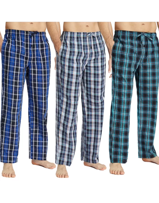 Pijalüx Erkek Kareli Poplin Cepli Alt Pijama