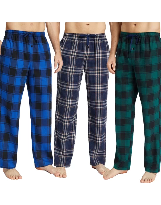 Pijalüx Mens Checked Poplin Pocketed Bottom Pajama