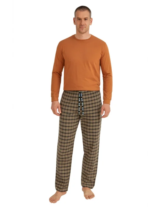 Pijalüx Mens Checked Poplin Pocketed Bottom Pajama