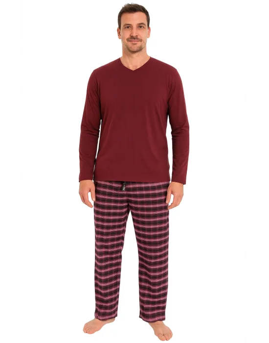 Pijalüx Erkek Kareli Poplin Cepli Alt Pijama
