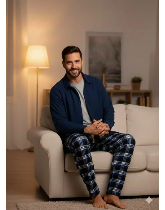 Pijalüx Tek Alt Ekose Kalın Poplin Ev Pantalonu