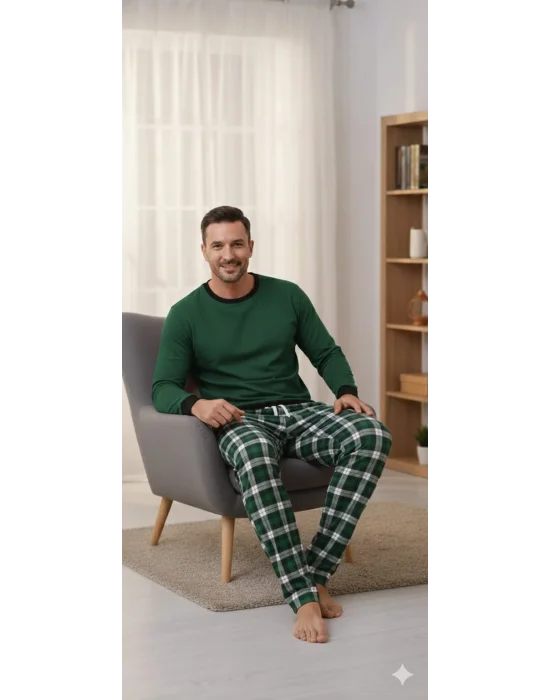 Pijalüx Tek Alt Ekose Kalın Poplin Ev Pantalonu