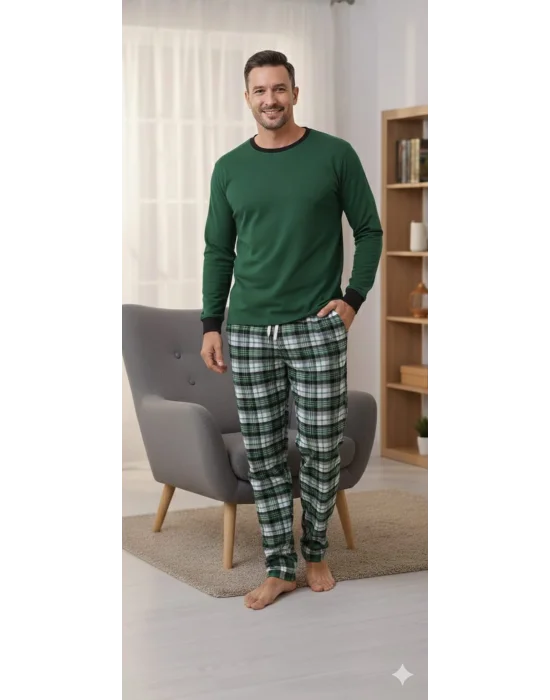 Pijalüx Tek Alt Ekose Kalın Poplin Ev Pantalonu