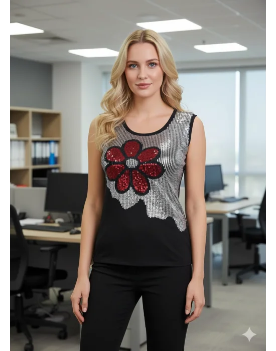 Şahinler Bayan Simli Sıfır Kol Atlet B388