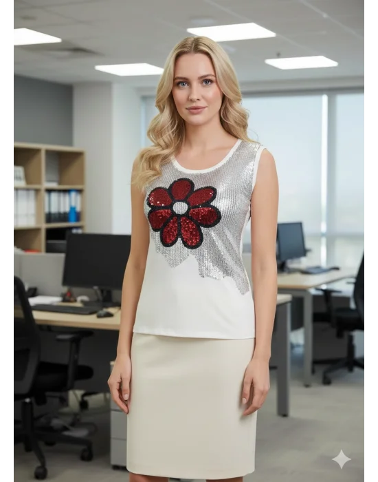 Şahinler Bayan Simli Sıfır Kol Atlet B388