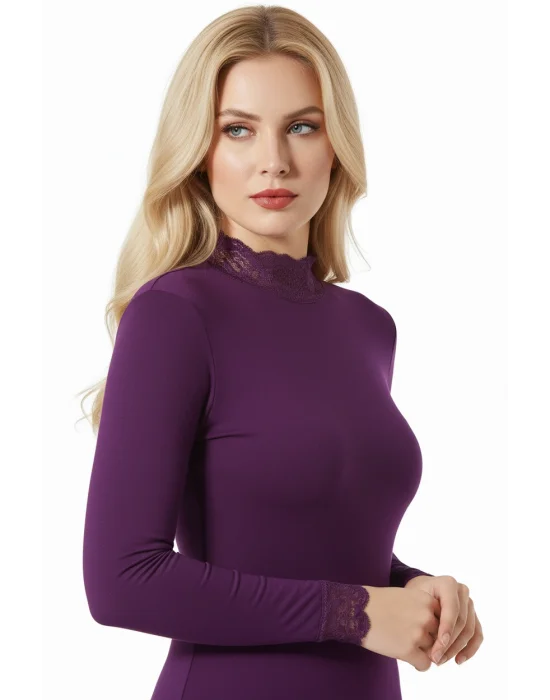 Şahinler Kadın Dantelli Uzun Kollu Body B623