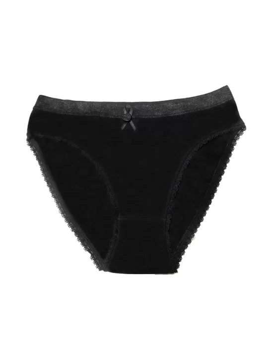 Falcons Womens Black Lace Trim Bikini Panties B223