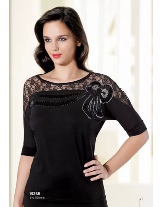 Şahinler Embroidered Half Sleeve Tank Top B366