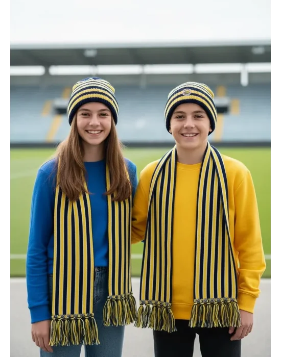 Taraftar Atkı Bere Sarı Lacivert