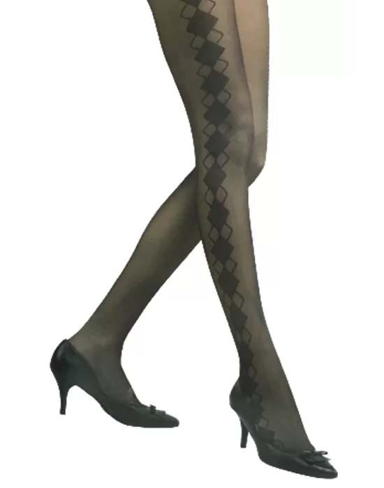 Vog Thin Patterned Tights Argil Black 2