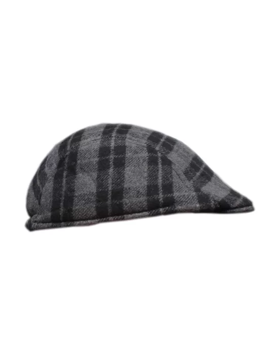 yoncatoptan Winter and Autumn Earless Plaid Gray Cap Hat