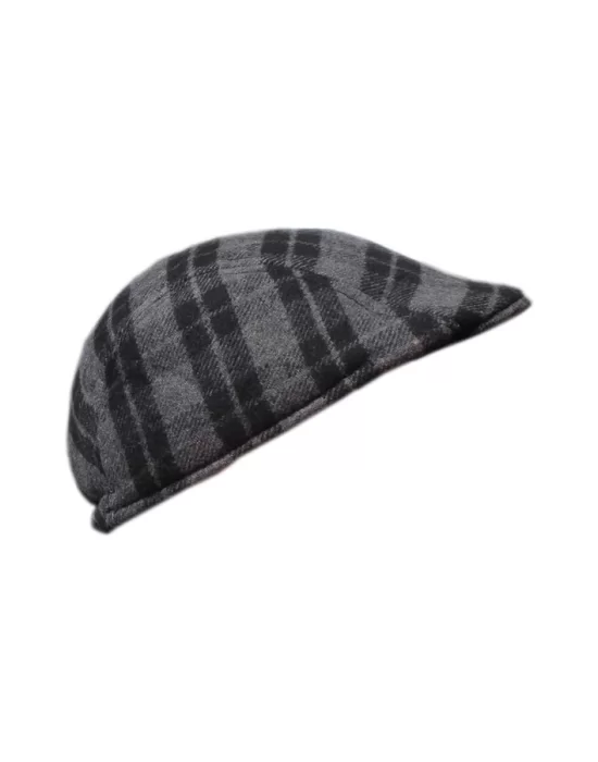 yoncatoptan Winter and Autumn Earless Plaid Gray Cap Hat