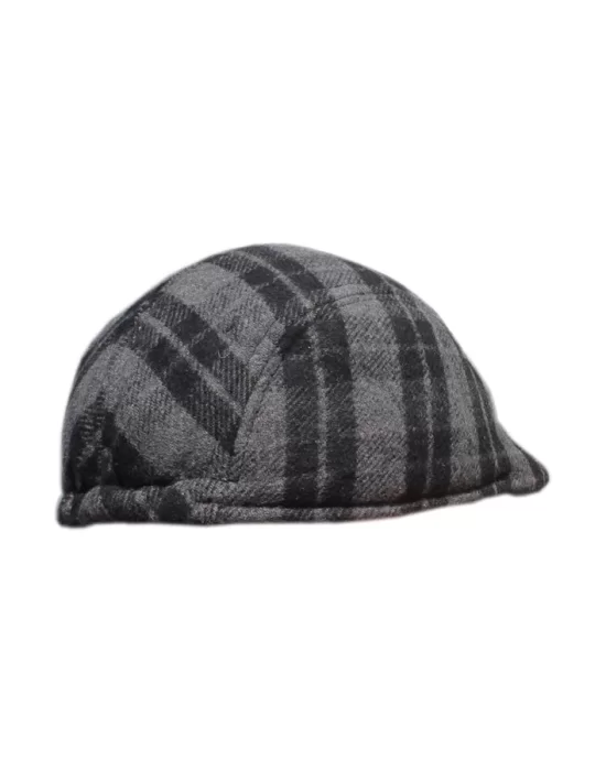 yoncatoptan Winter and Autumn Earless Plaid Gray Cap Hat