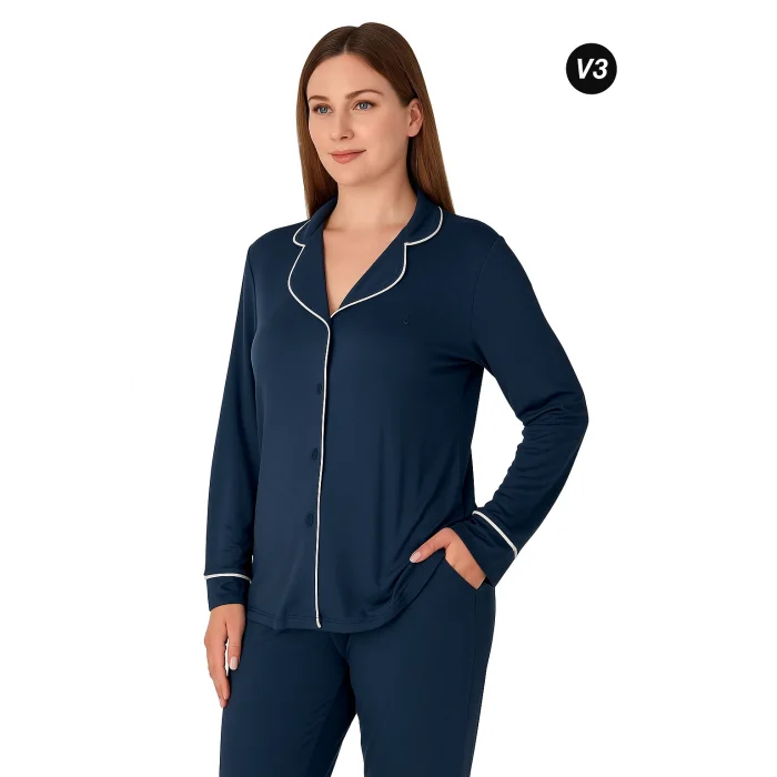 26611-limissi kadın düğmeli pijama takımı