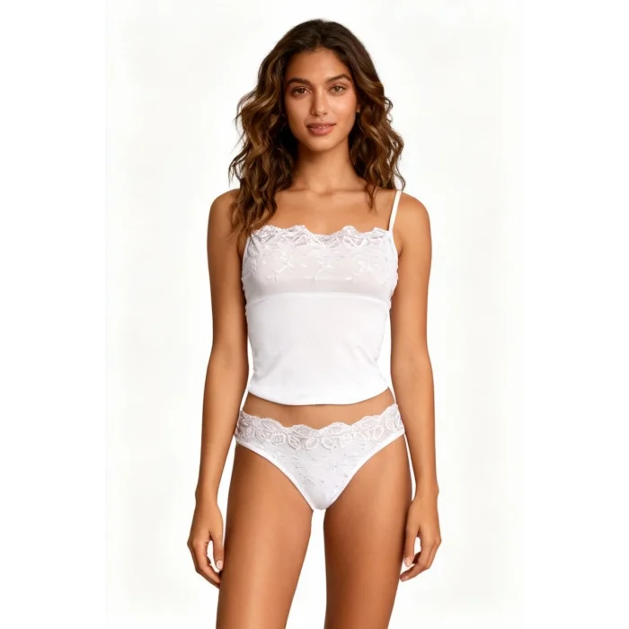 Clear Embroidered String Strap Bikini Set 2112