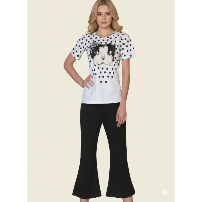 Clear Cat Printed Womens Capri Set 2465