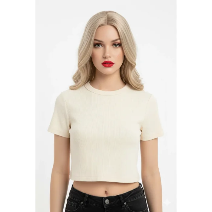 crop kısakollu body ekru
