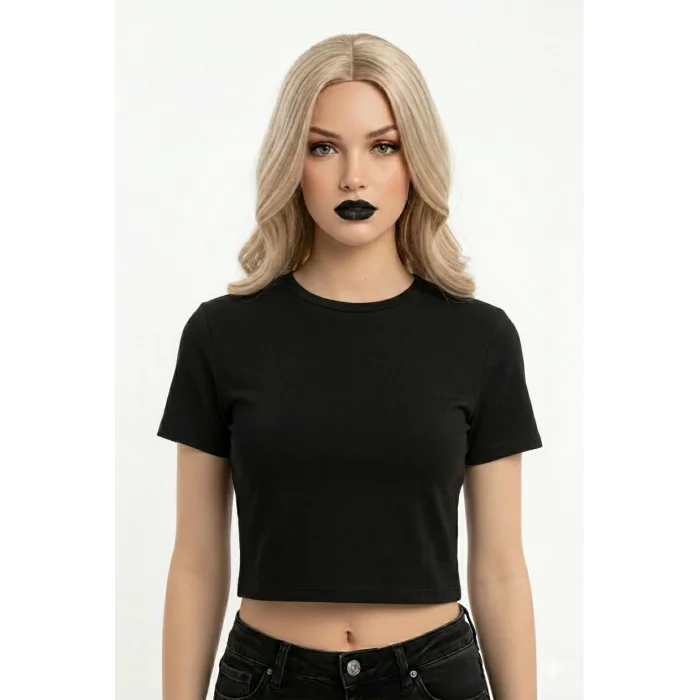 crop kısakollu body siyah