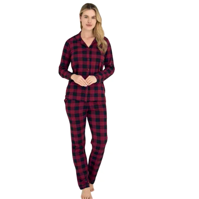 9209-kadın ekose pijama takım
