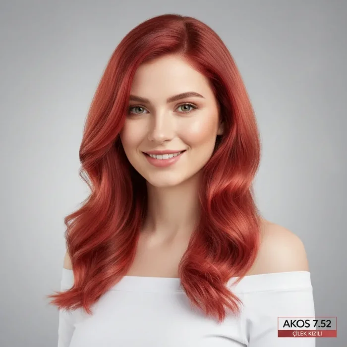 Akos Çilek Kızılı Saç Boyası 7.52 4 Adet + 4 Adet Oksidan
