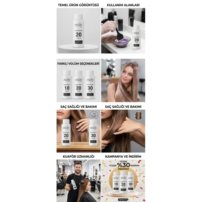Akos Krem Peroksit 30 Volüm %9 60ML-10 Adet