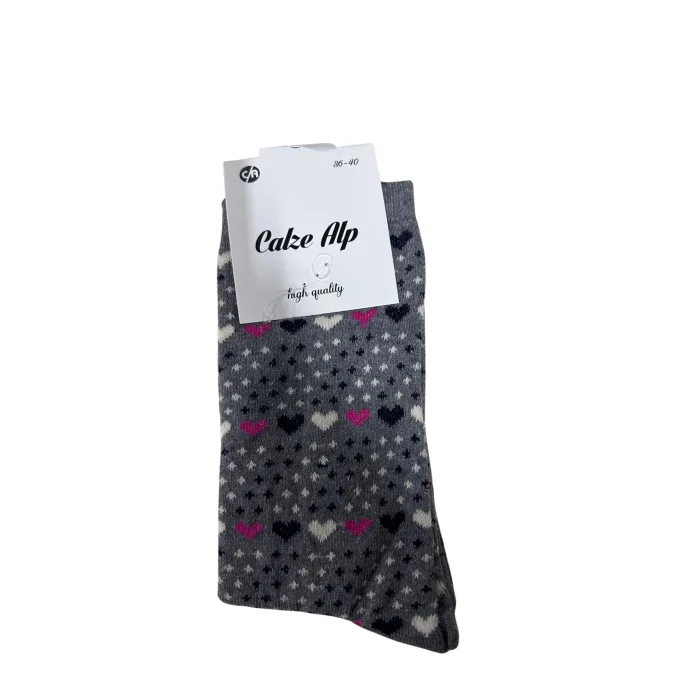 Peace Heart Patterned Lycra Womens Sock Pair