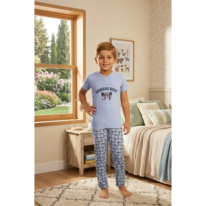 Baskılı Erkek Çocuk Pijama Takımı 7321